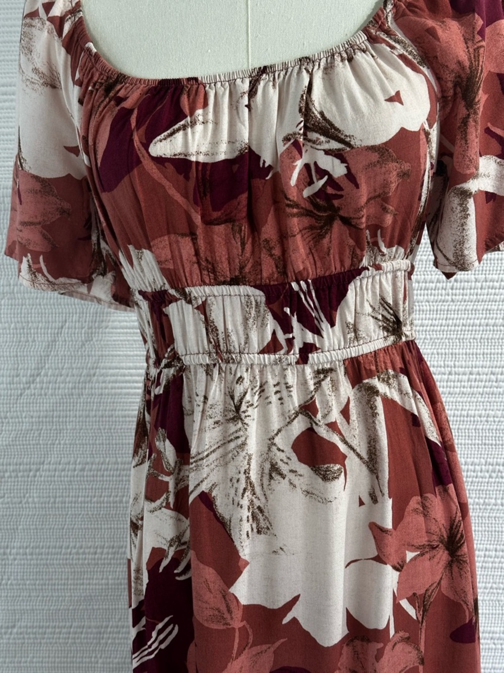 Luxology Floral Boho Midi Dress Earth Tone Cottagecore Romantic Flowy Small - Picture 2 of 11